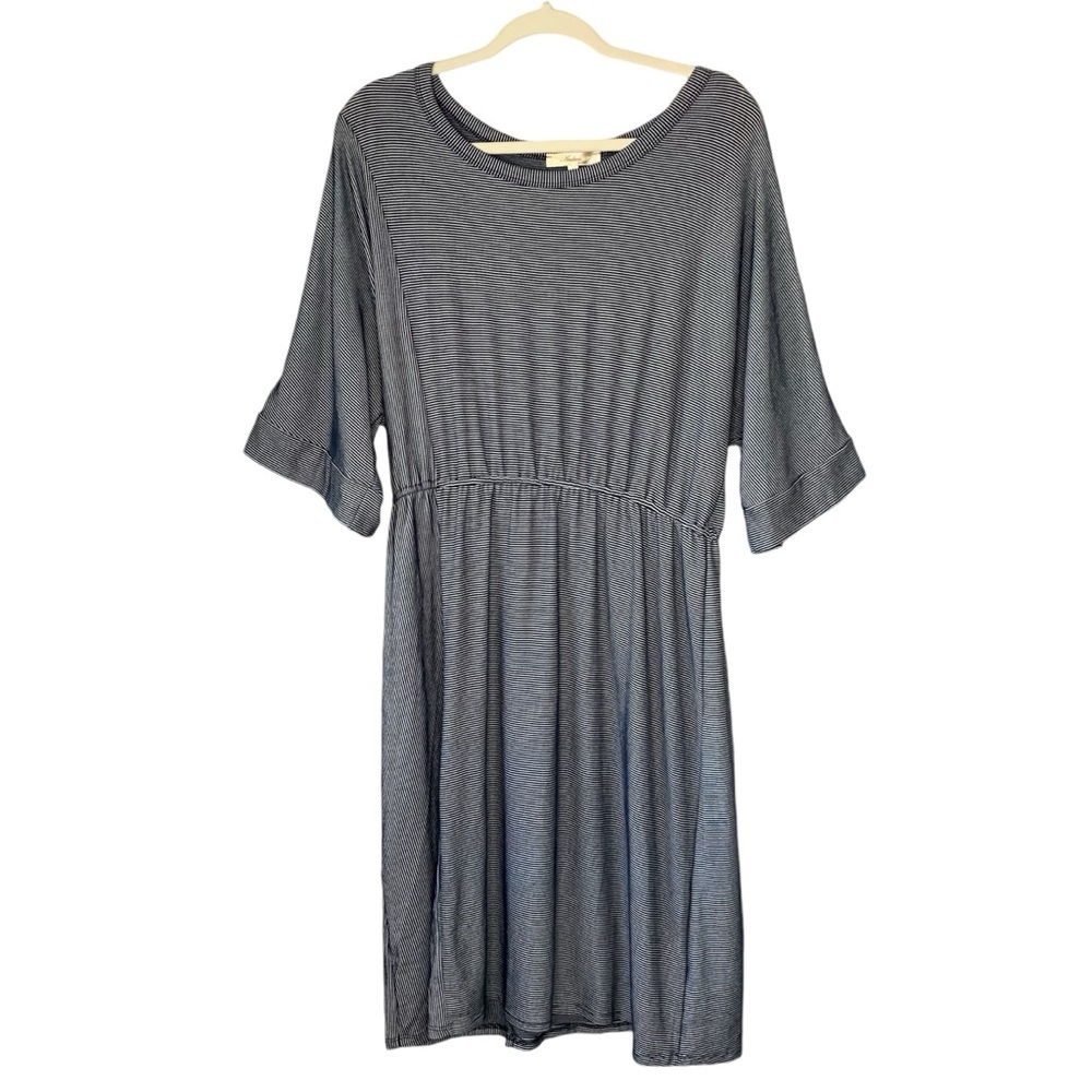 Andree by Unit blue and white nautical stripe short sleeve midi dress. Size L